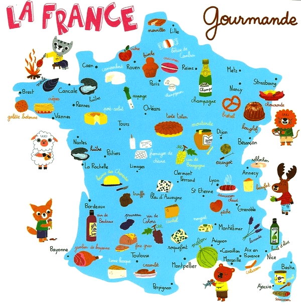 La carte de France des spécialités gastronomiques